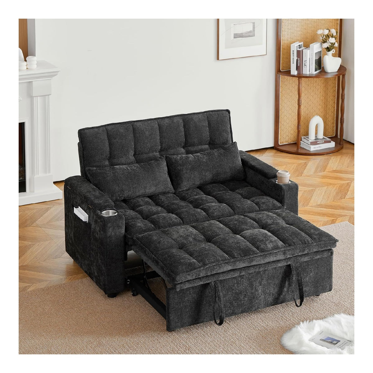 Canapes et divans avec rangement ferme inclinable noir 89 x 142 x 89 centim