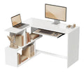 Bureau fonctionnel avec tiroirs avec rangement ferme blanc 120 x 100 x 76 cm