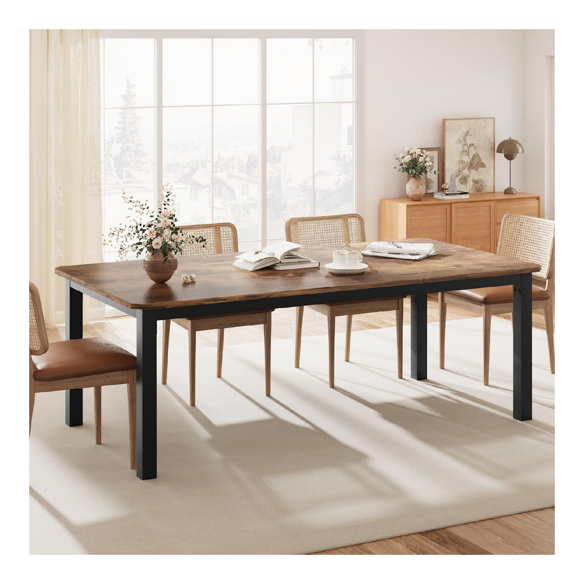 Tables finition bois structure metal naturel