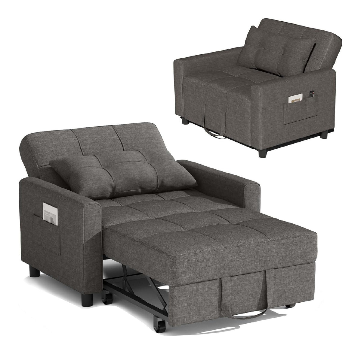 Canapes et divans reglable avec rangement ferme gris fonce