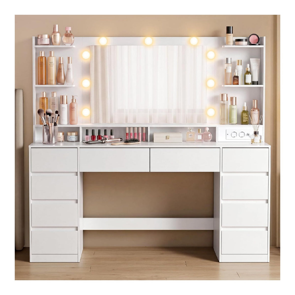 Coiffeuses reglable avec tiroirs blanc