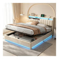 Lits avec rangement ferme revetement velours beige