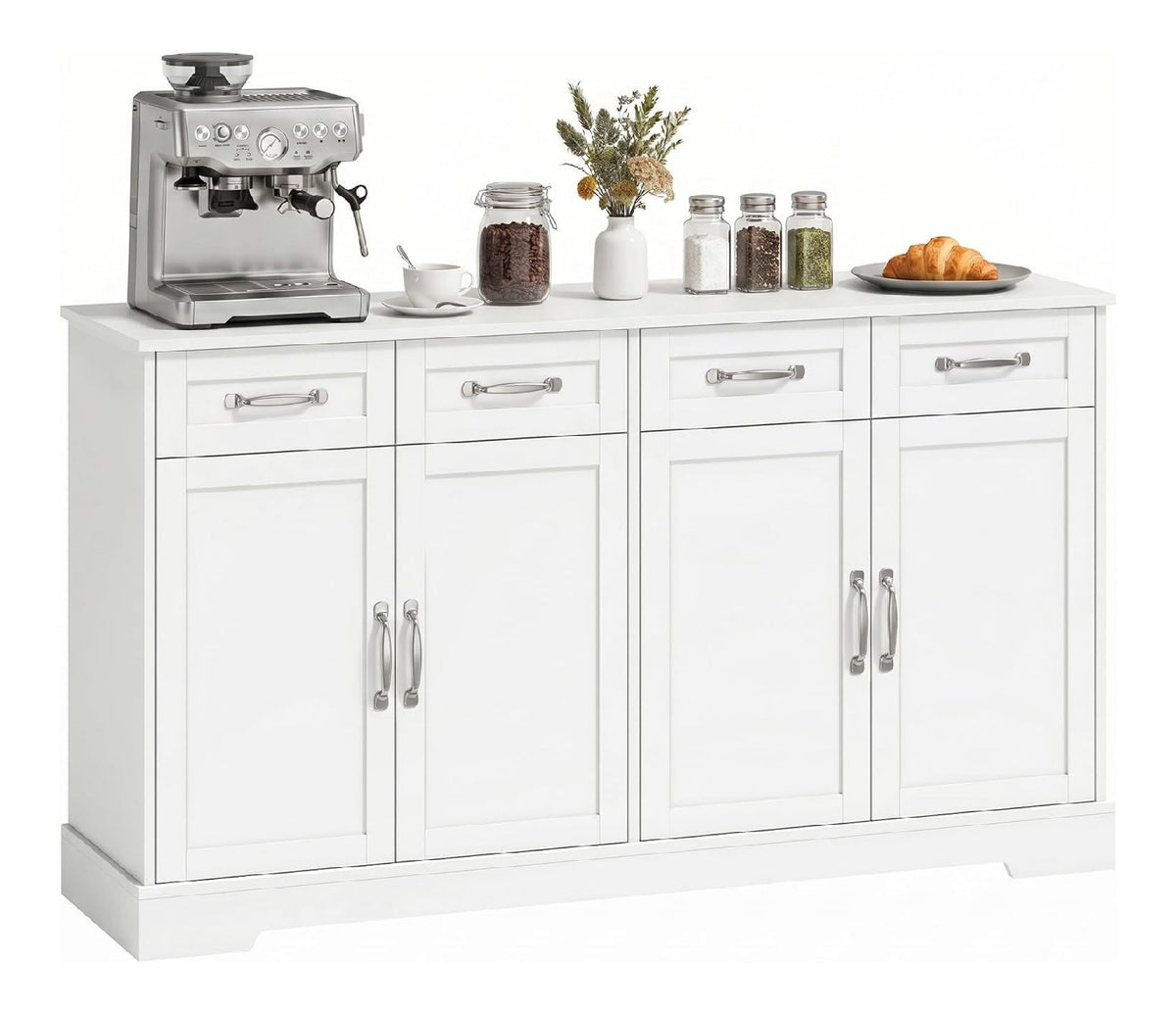Buffets, credences et vaisseliers reglable avec tiroirs blanc 38 x 140 x 80 centim