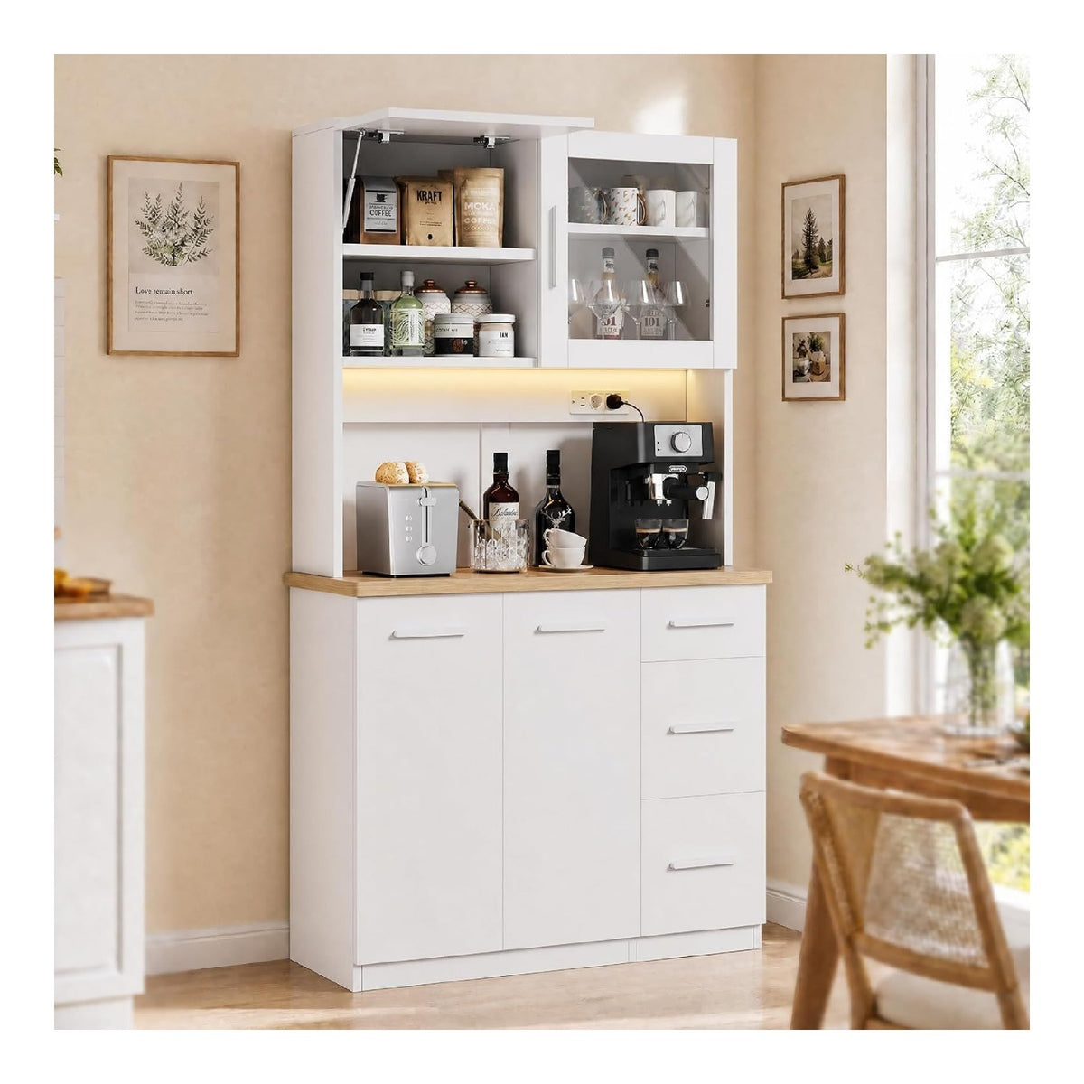 Buffets, credences et vaisseliers reglable avec tiroirs blanc 40 x 100 x 182 centim