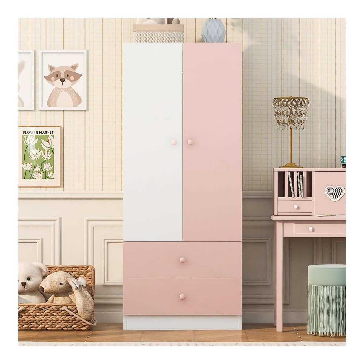 Armoire de rangement avec tiroirs avec rangement ferme blanc 3,70x40x170cm