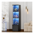 Armoires vitrees de presentation avec rangement ferme structure metal noir