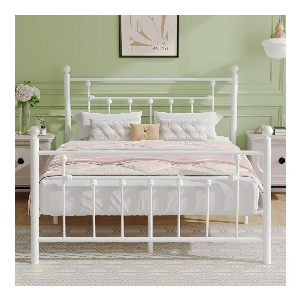 Cadres de lit avec rangement ferme structure metal blanc