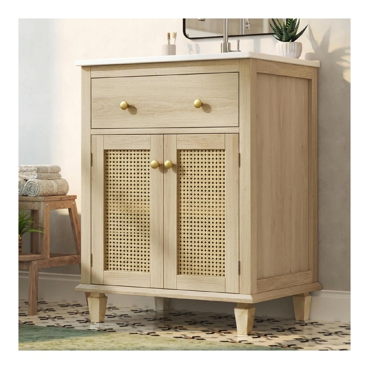 Meubles sur pied reglable avec tiroirs naturel