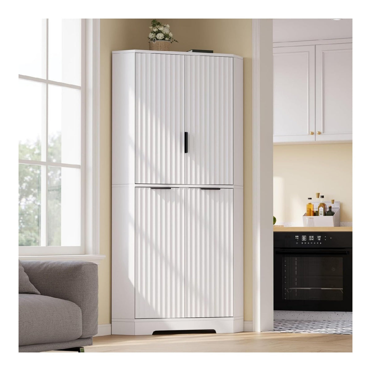 Buffets, credences et vaisseliers reglable avec rangement ferme blanc 60 x 60 x 172 centim