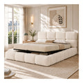 Lits avec rangement ferme revetement boucle blanc