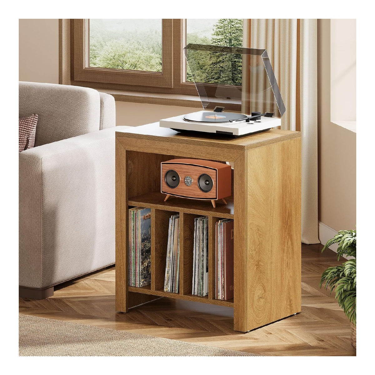 Stockage multimedia avec rangement ferme finition bois marron