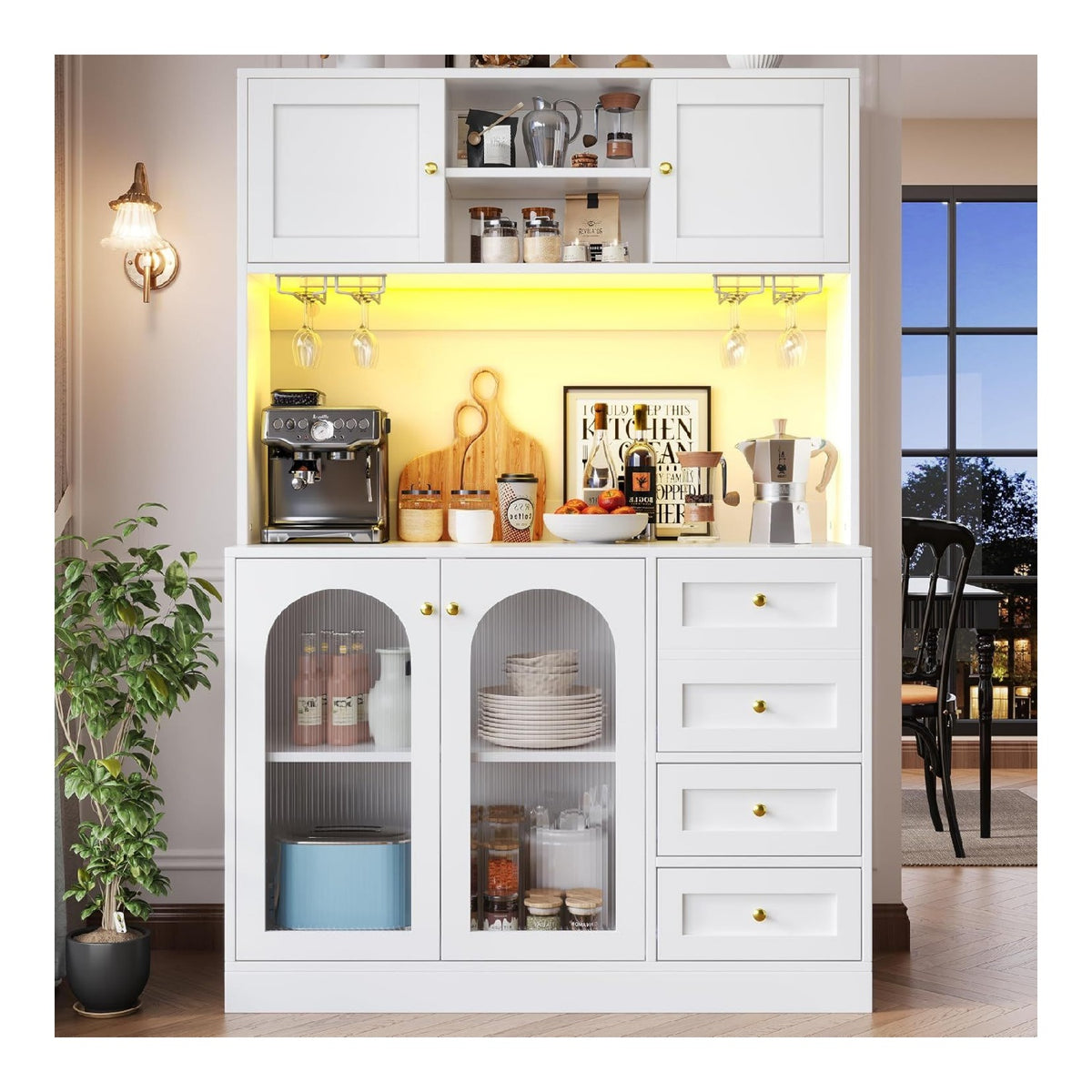 Buffets, credences et vaisseliers reglable avec tiroirs blanc 120 x 40 x 188 centim