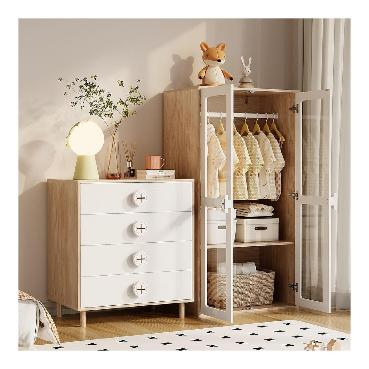 Armoire de rangement reglable avec tiroirs blanc 160x50x150cm