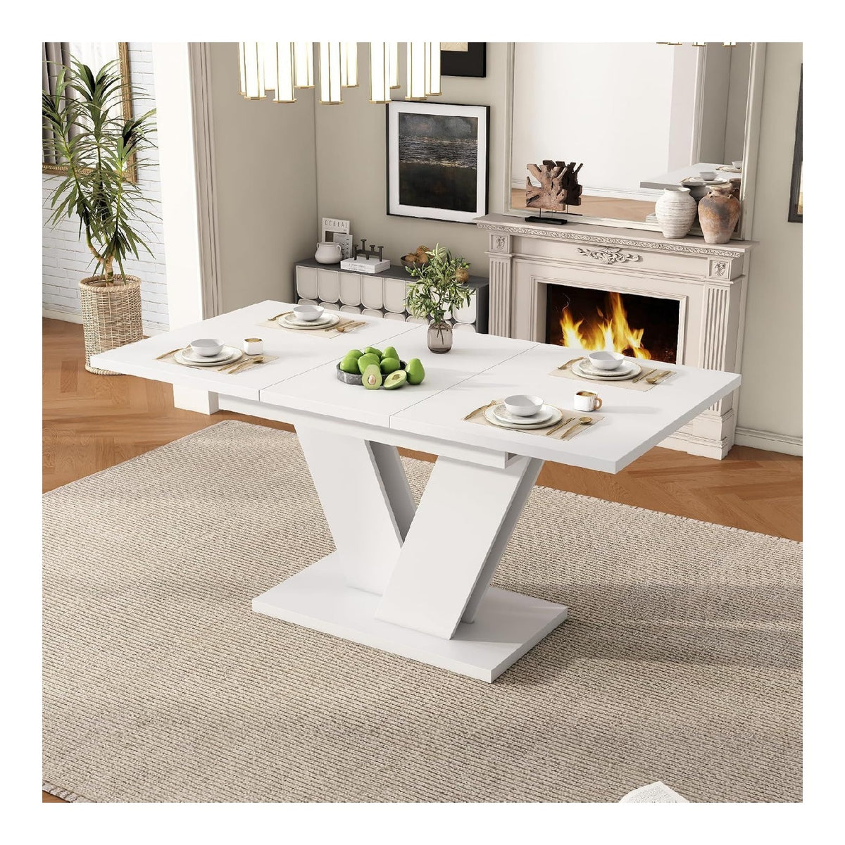 Tables finition bois structure metal blanc