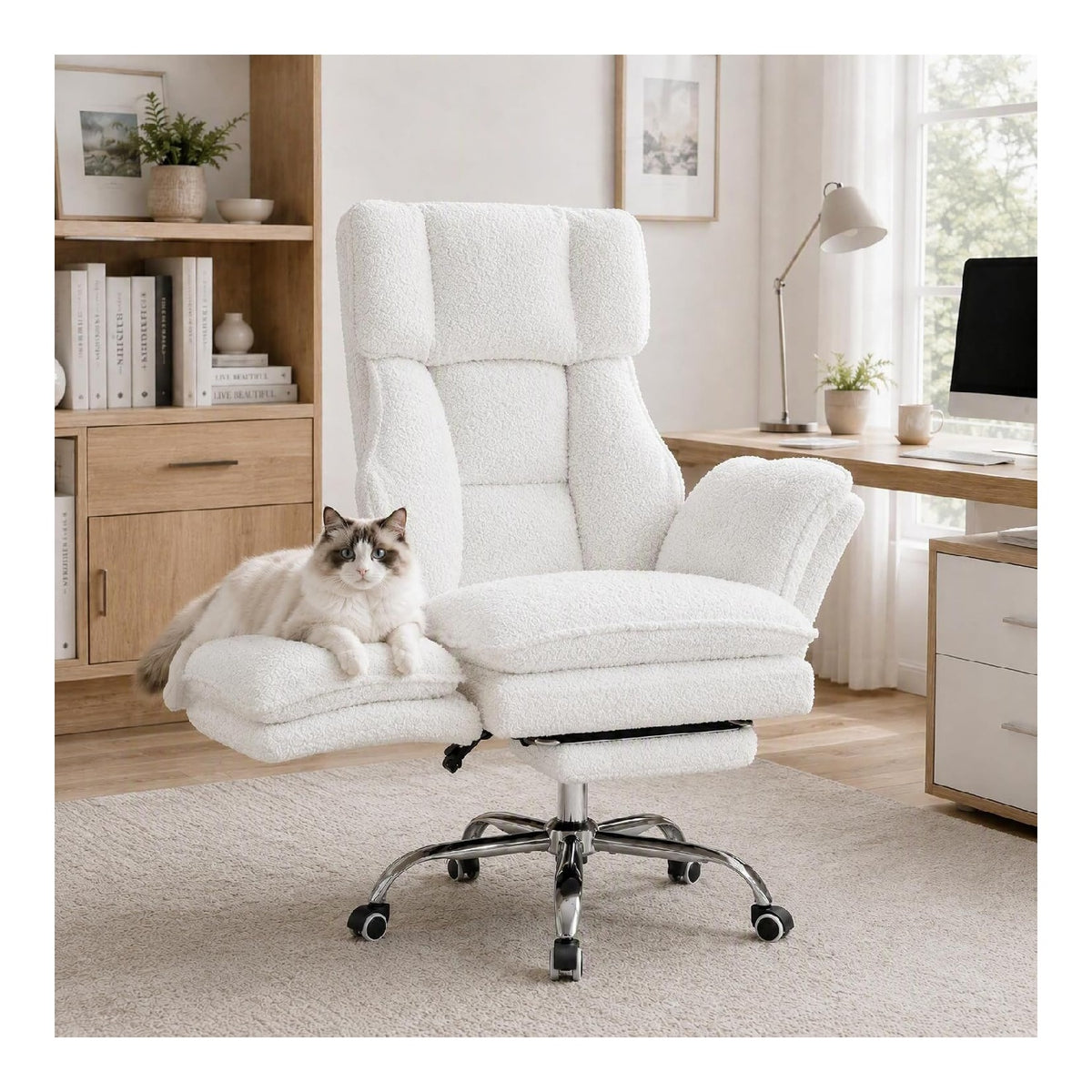 Chaises de Gamer reglable sur roulettes blanc