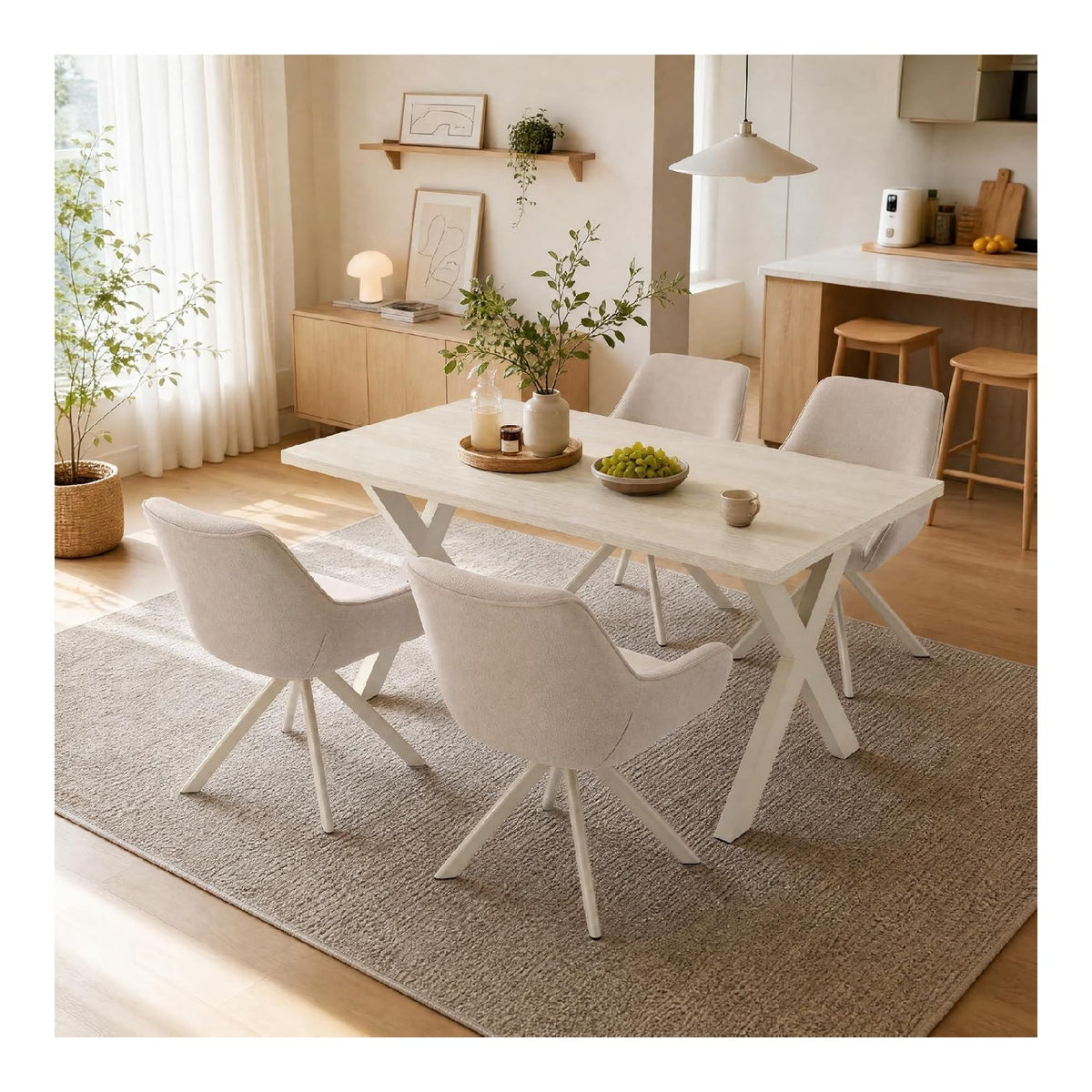 Ensembles pour salle a manger reglable avec rangement ferme beige