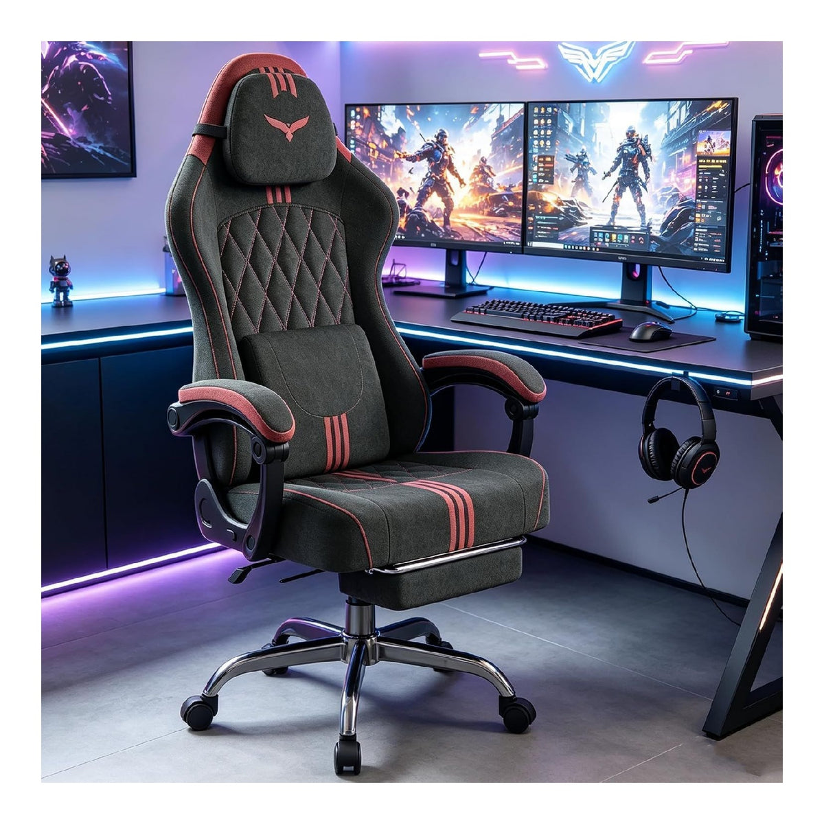 Chaises de Gamer reglable avec rangement ferme naturel