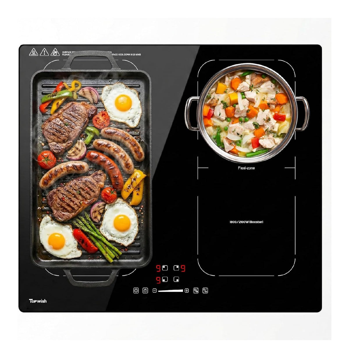 Plaques de cuisson double zone noir