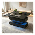 Table basse avec rangement ferme pliable noir