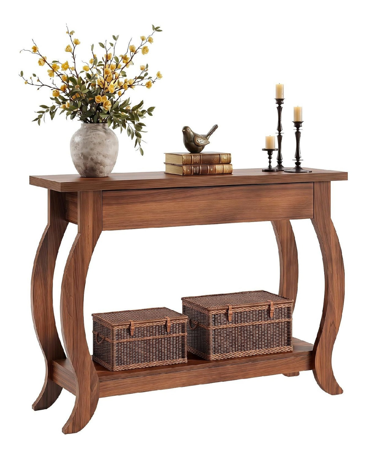 Tables consoles avec tiroirs finition bois naturel