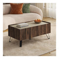 Table basse avec tiroirs finition bois noyer