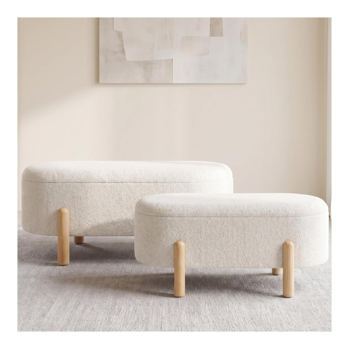 Bancs de rangement finition bois blanc