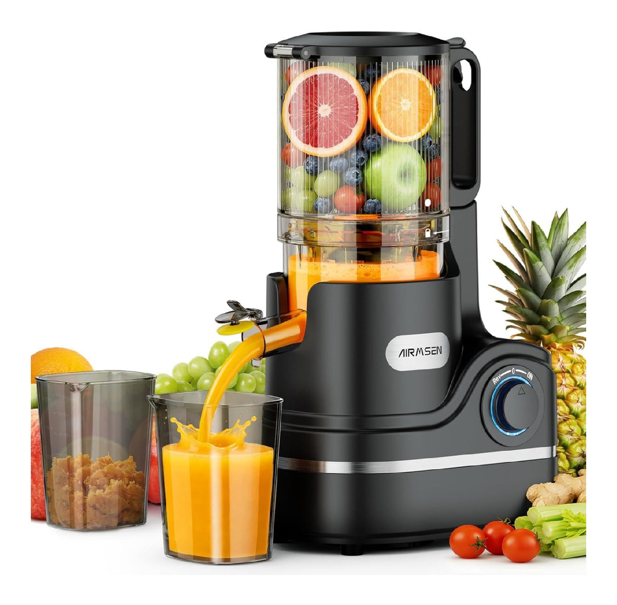 Extracteurs de jus a vis simple fonctionnement silencieux noir 2.1 L