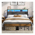 Cadres de lit avec rangement ferme inclinable gris