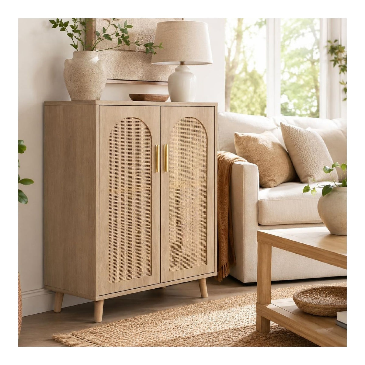 Buffets, credences et vaisseliers reglable avec rangement ferme naturel