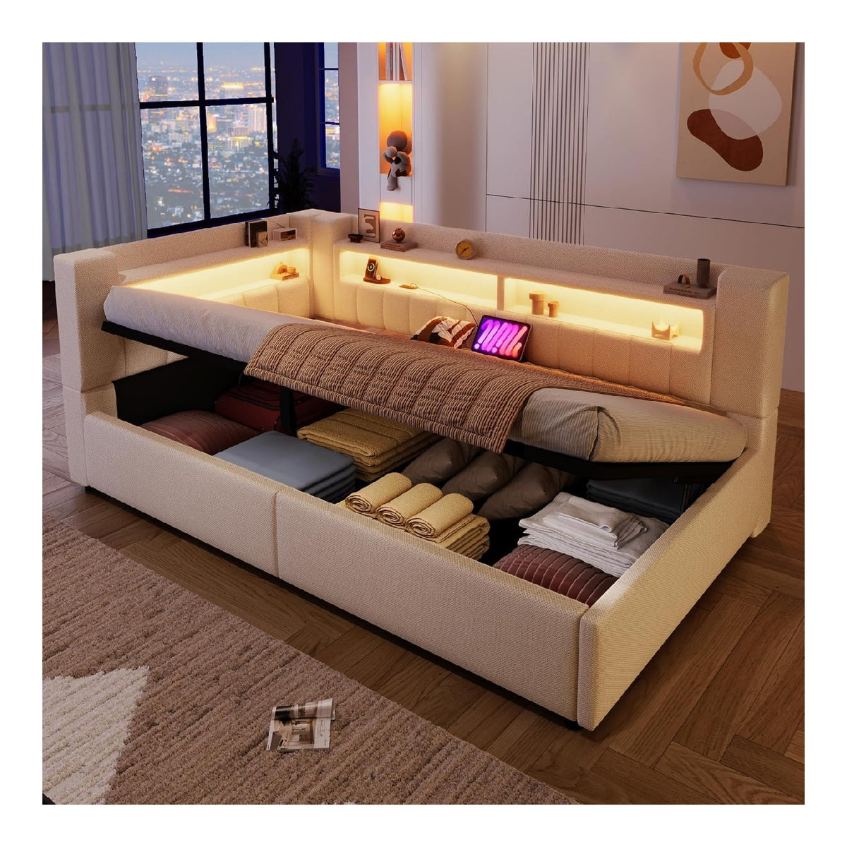 Canapes et divans avec rangement ferme beige
