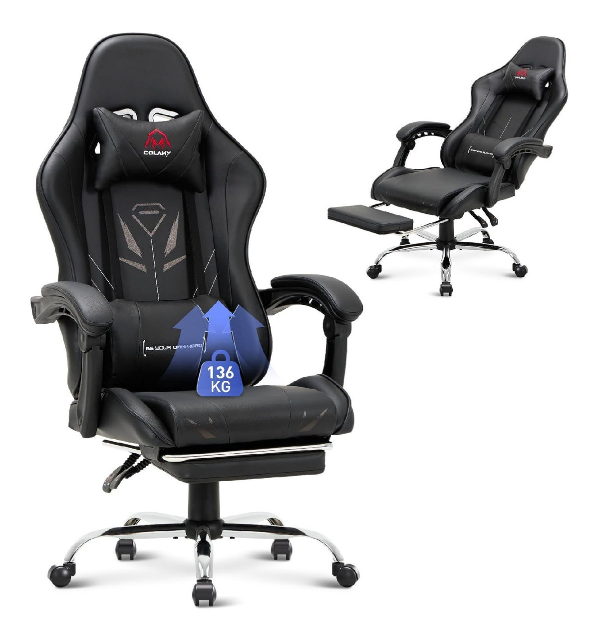 Chaises de Gamer reglable avec rangement ferme noir