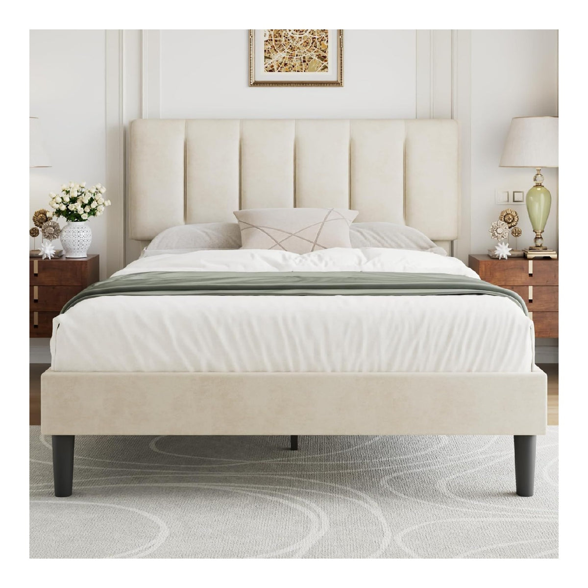 Lits reglable finition bois beige