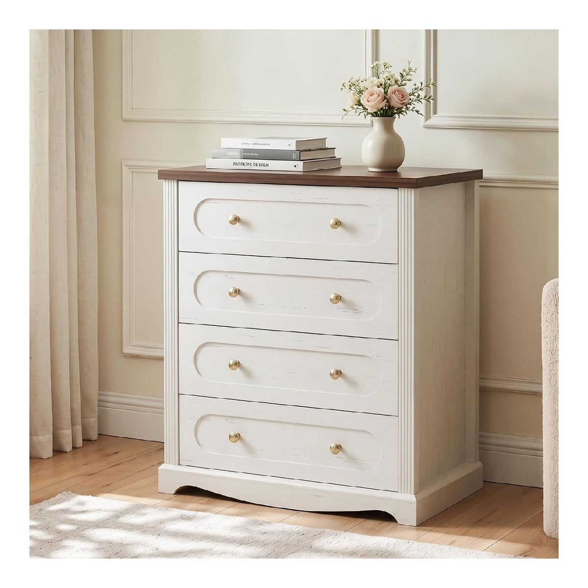 Commode de rangement avec tiroirs avec rangement ferme blanc 60x40x72.5 cm