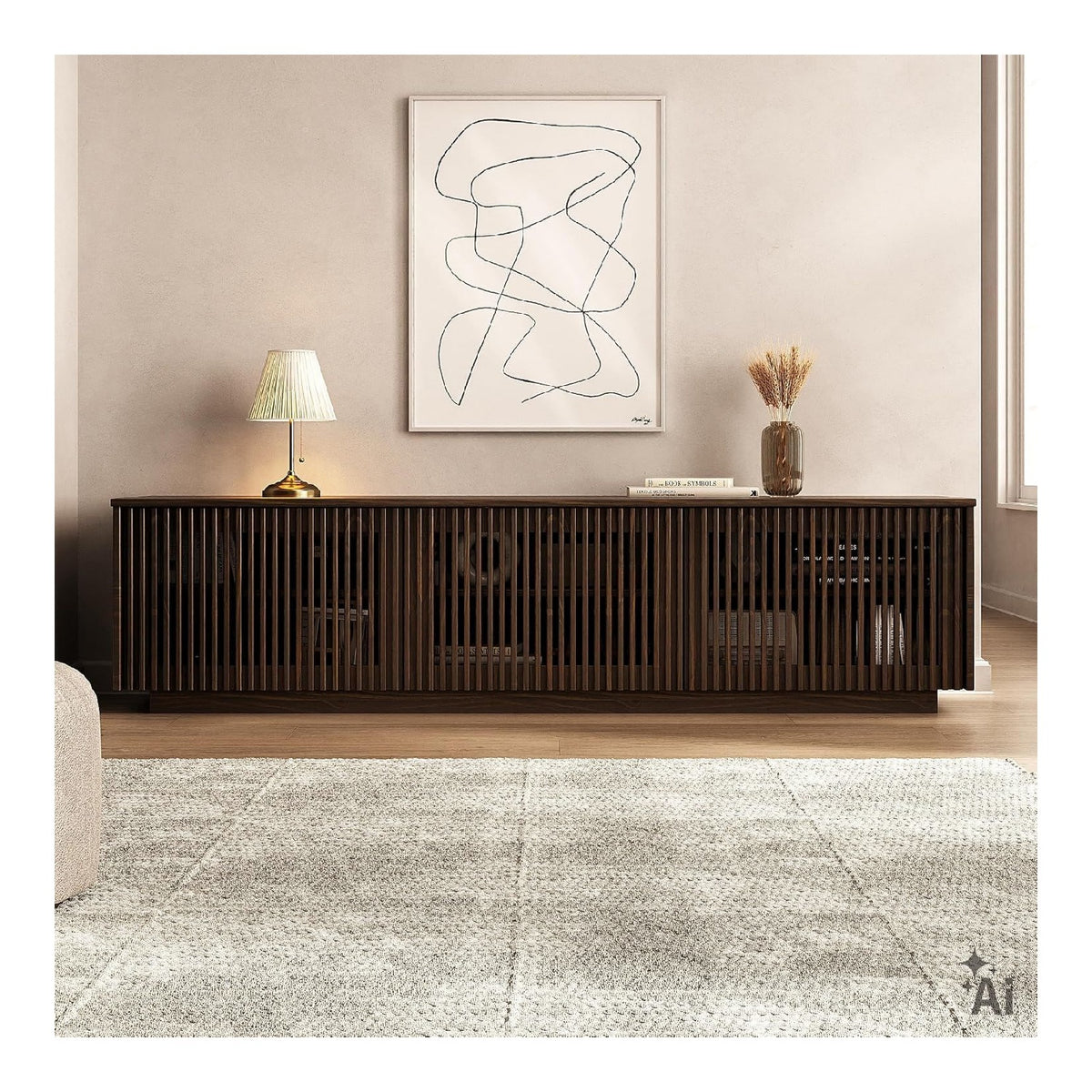 Plateaux TV reglable avec rangement ferme noyer