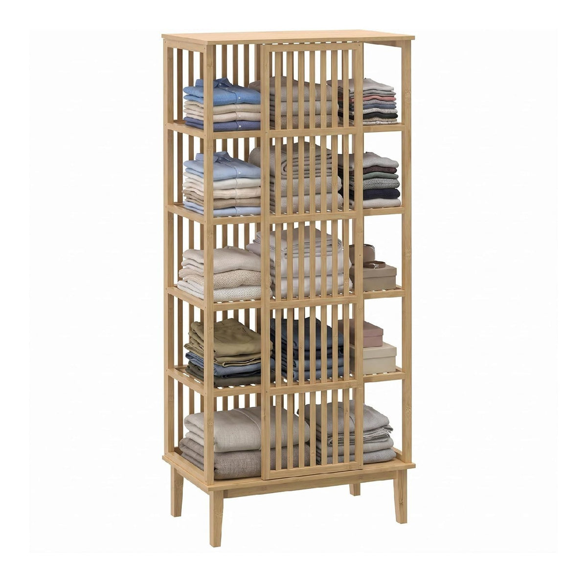 Armoire de rangement avec rangement ferme finition bois naturel