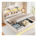Cadres de lit avec rangement ferme structure metal beige