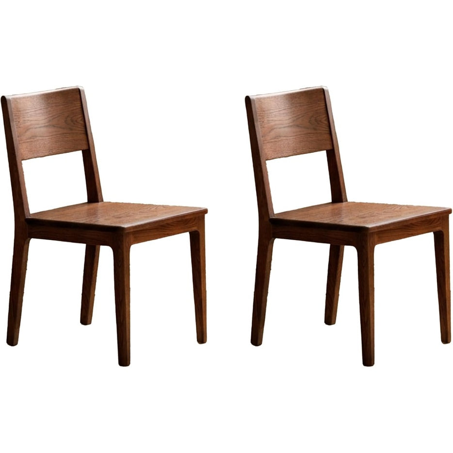 Set de deux chaises en chene massif aspect noyer, style sobre pour salle a manger chambre ou espace salon, 44,8 x 54 x 80 cm