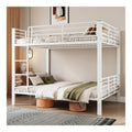 Lits avec rangement ferme structure metal blanc