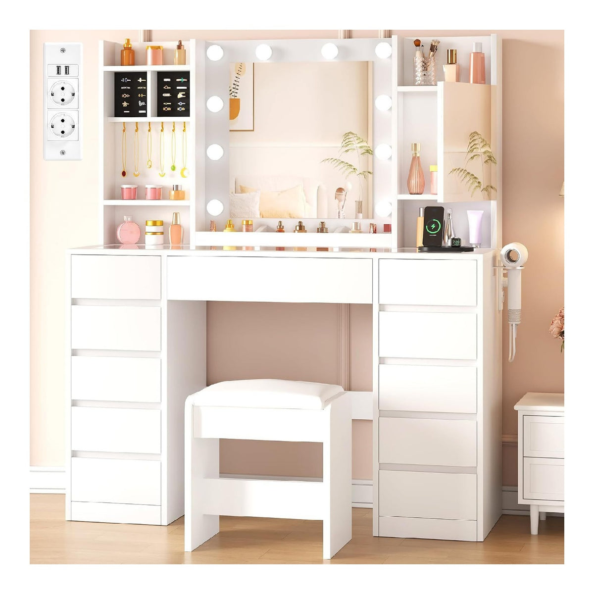 Coiffeuses reglable electrique blanc