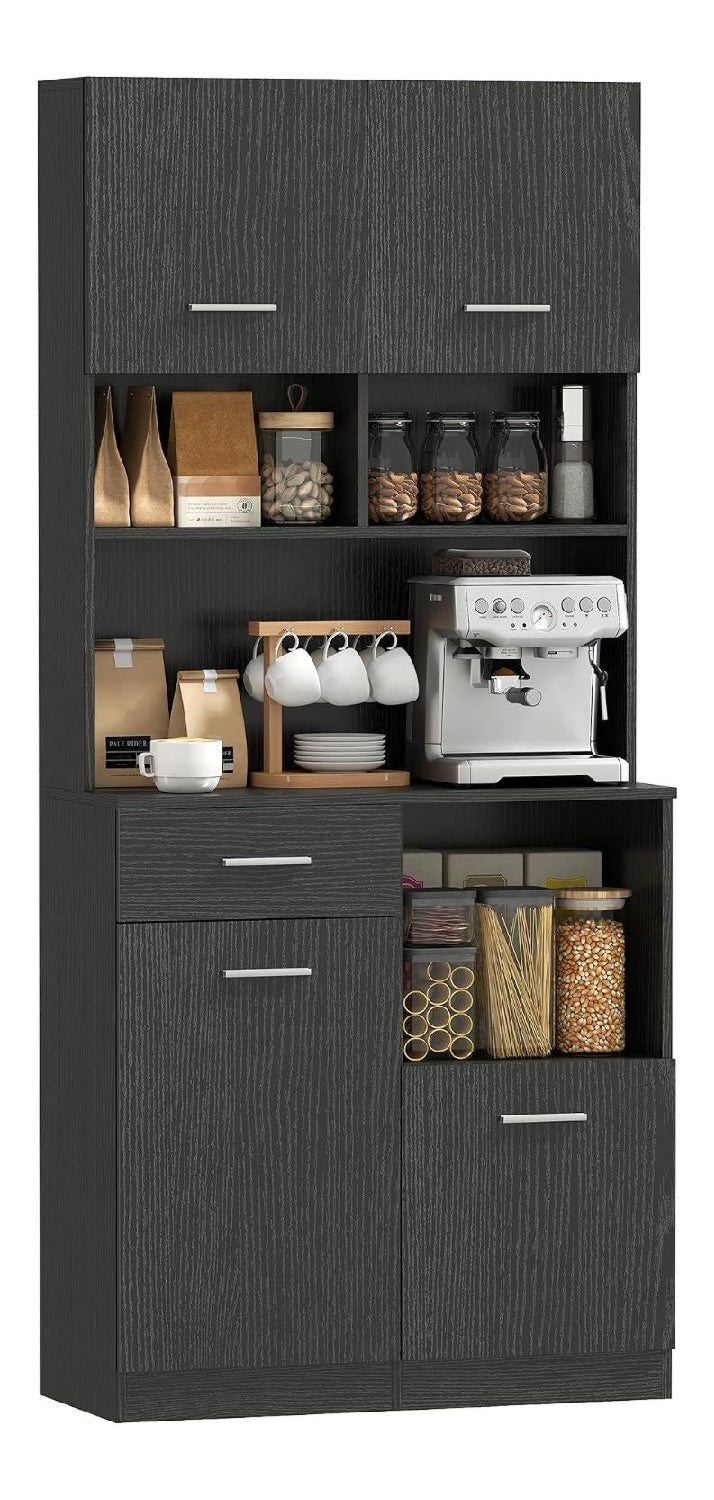 Buffets, credences et vaisseliers reglable avec tiroirs noir 80 x 35 x 180 cm