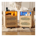 Table de chevet reglable avec tiroirs naturel