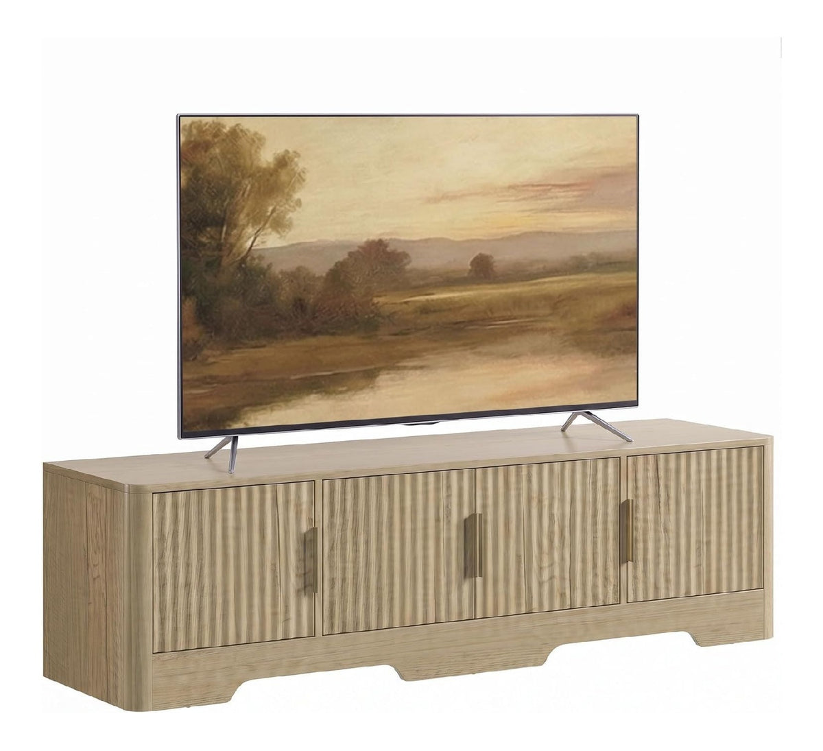 Banc TV reglable avec rangement ferme chene 140 x 40 x 40 cm