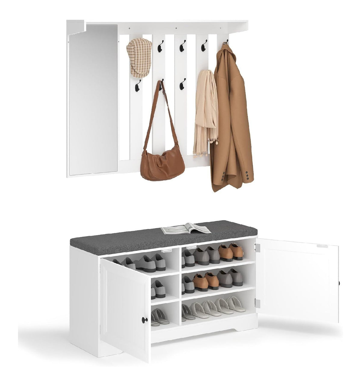 Ensembles de meubles pour entree reglable avec rangement ferme noir