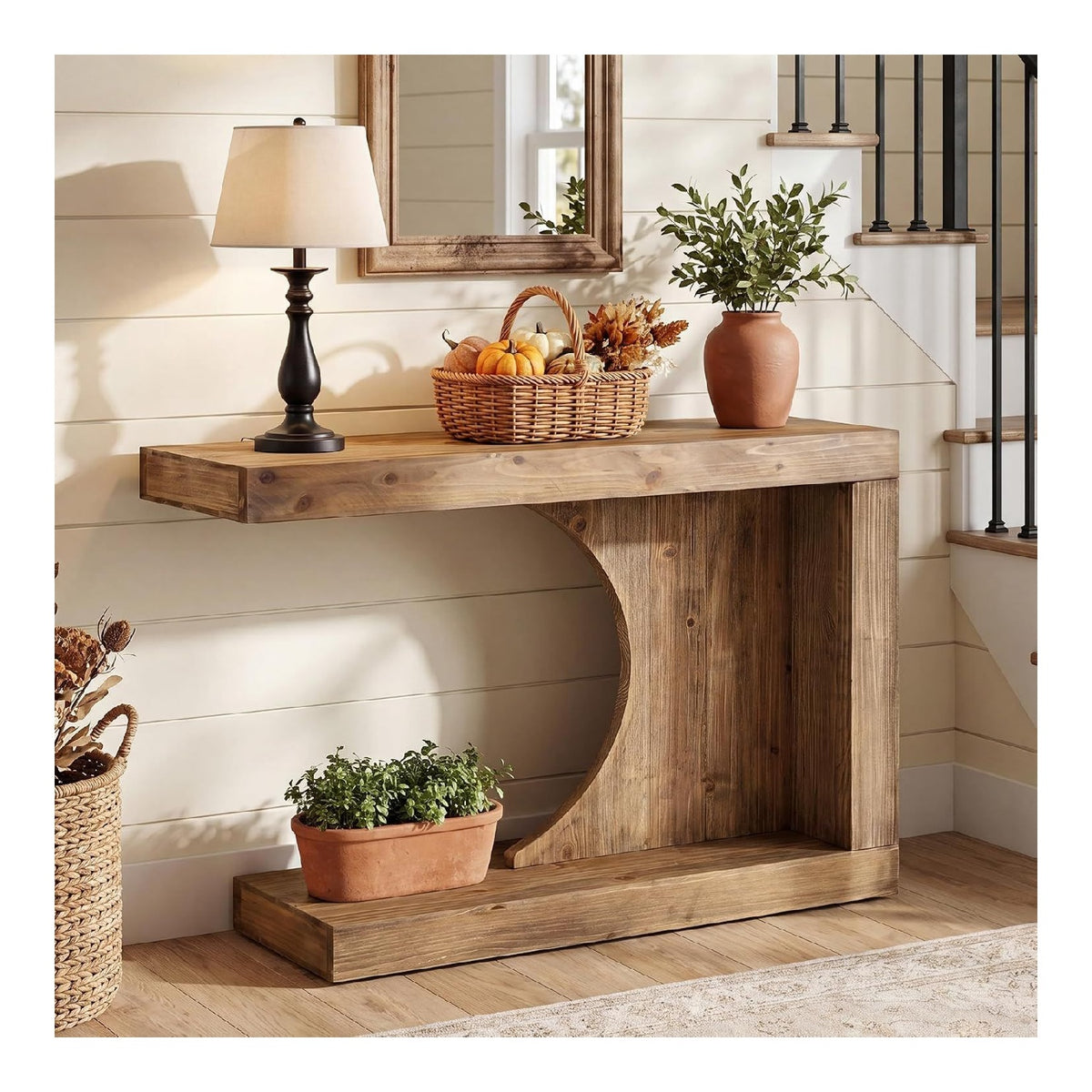 Tables consoles avec rangement ferme finition bois naturel