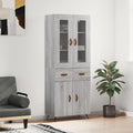 Meuble de rangement gris Sonoma 69,5 x 34 x 180 cm avec pieds metalliques, grande capacite pour salon entree salle a manger et bureau