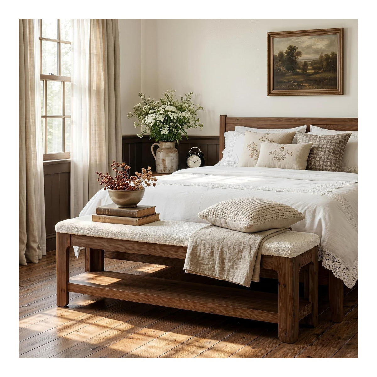 Bancs de rangement finition bois naturel