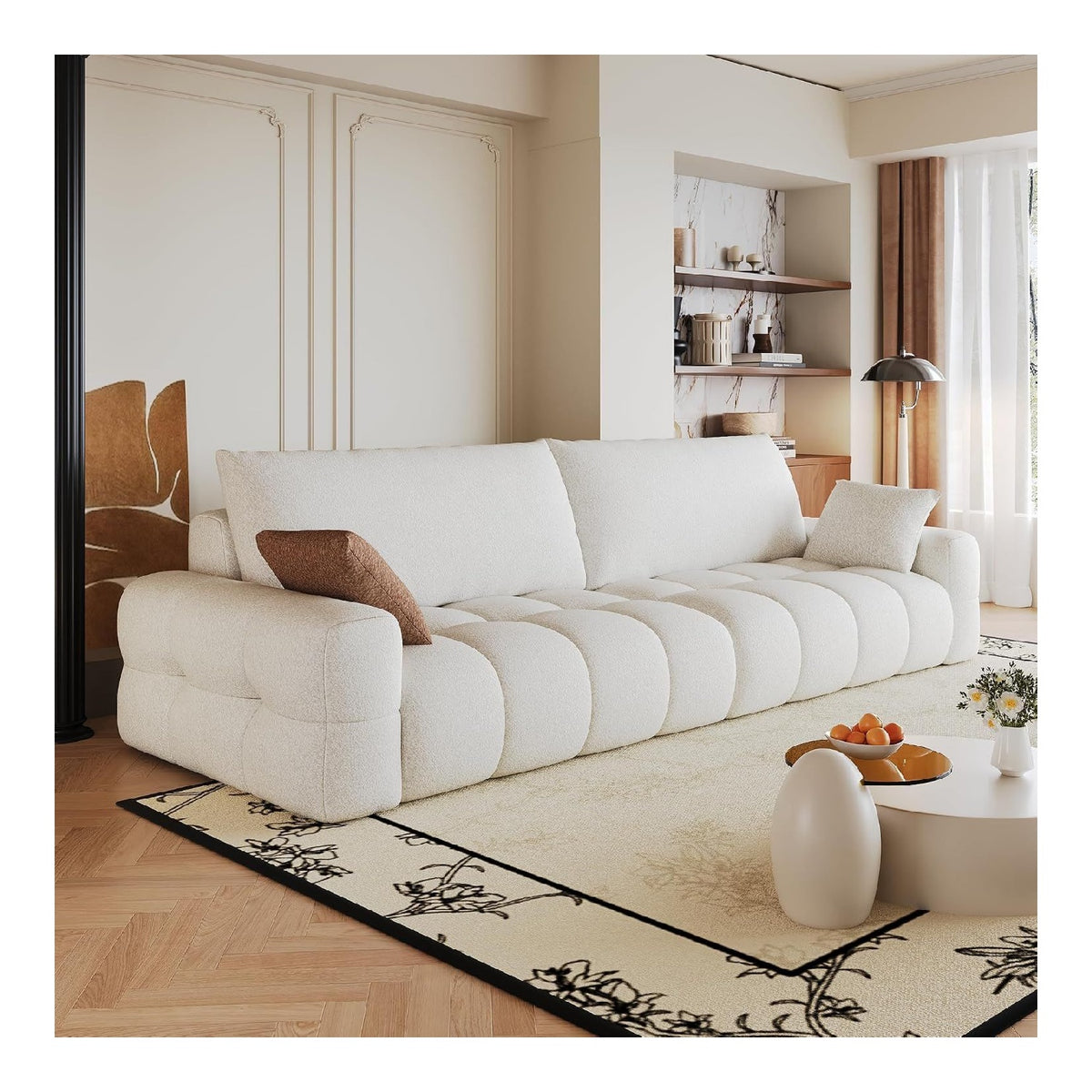 Canapes et divans avec rangement ferme revetement velours blanc