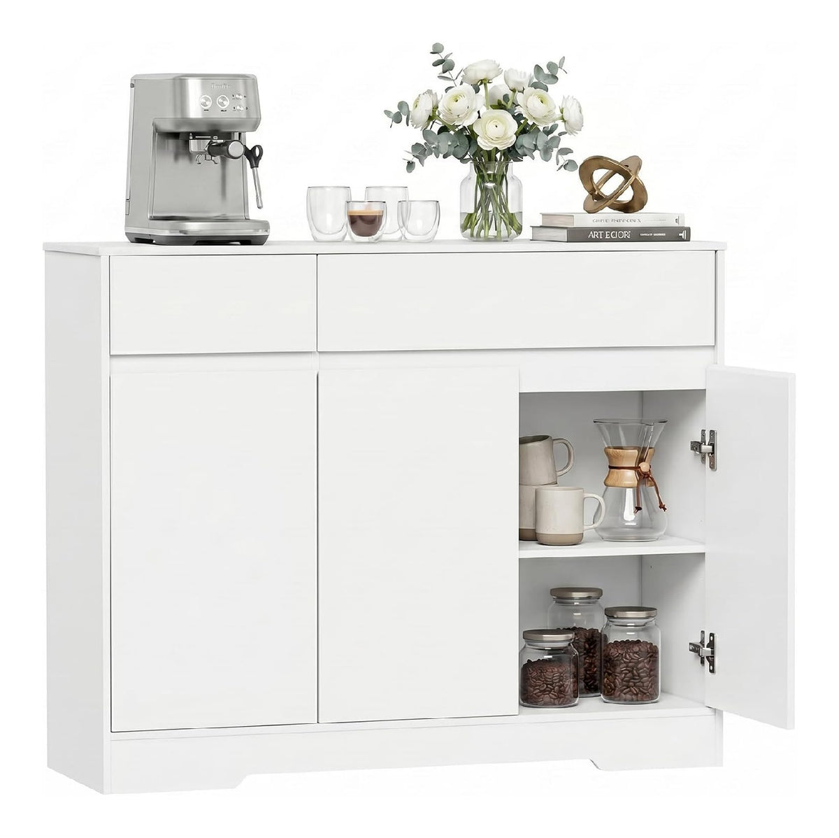 Buffets, credences et vaisseliers reglable avec tiroirs blanc 33 x 100 x 81,5 centim