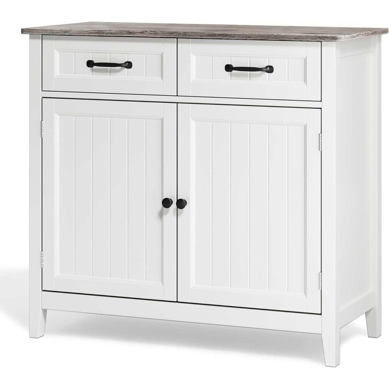Buffet auxiliaire gris pour cuisine avec rangement compact et design simple