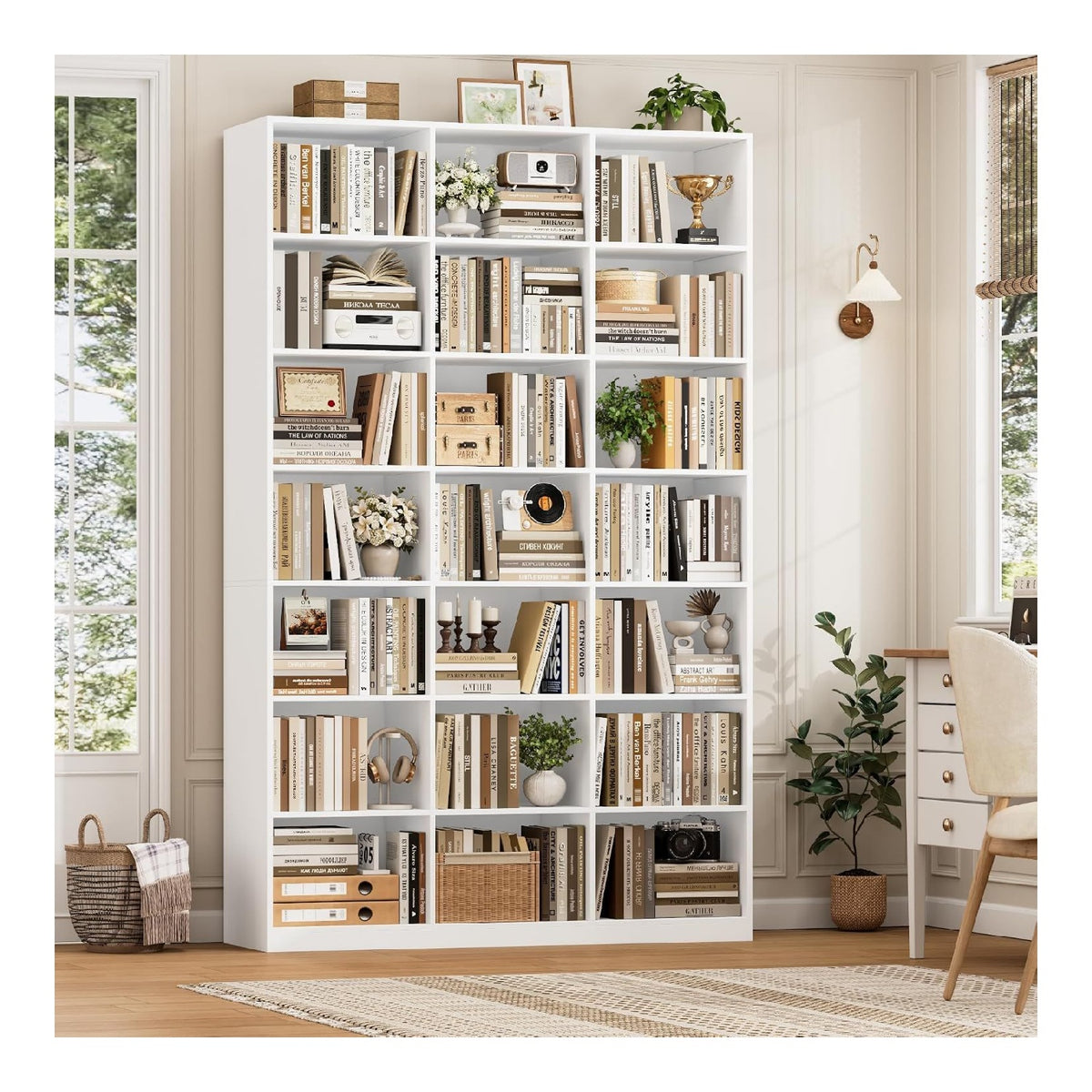 Bibliotheque finition bois blanc 29.5 x 120x 218.5 cm